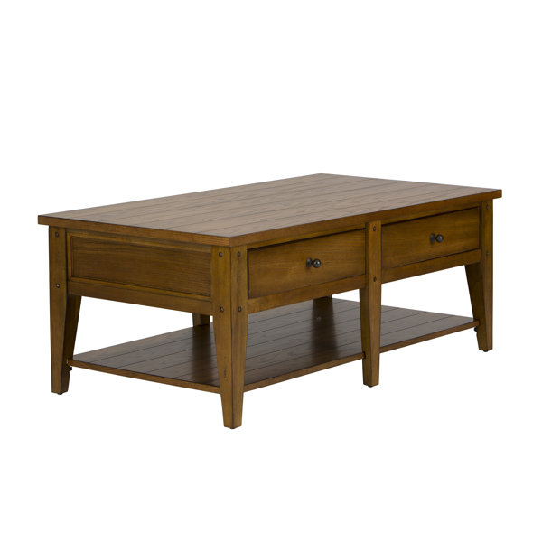 The Twillery Co.® Laron Solid Wood 4 Legs Coffee Table with Storage